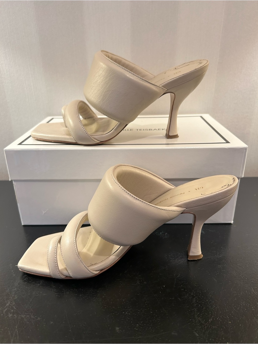 Gia X Pernille Teisbaek Beige Perni 10 Leather High Heel Mules
